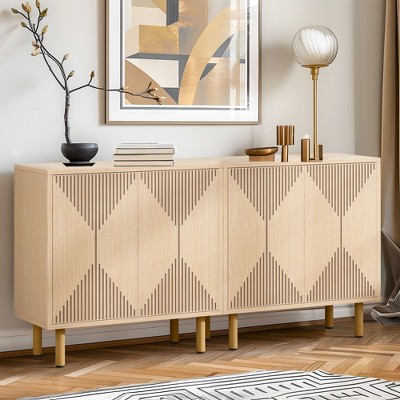 UbMelt Modern 59.06 Inch SideBoard Cabinet with 4 Doors & 2 Layer Storage Shelves for Living Room,Kitchen,Dinning Room