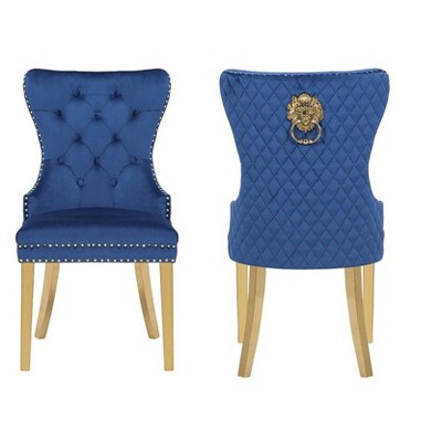 NicBex Set of 2 Dining Chair with Tufted Button Backrest Modern Velvet Fabric Accent Chair with Wood Legs for Kitchen,Living Room