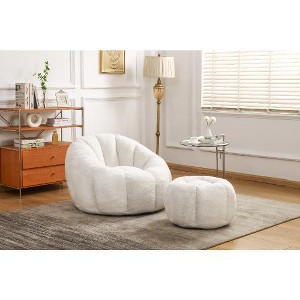 Lyngins Giant Faux Fur Bean Bag Chair, Ergonomic Lazy Chair with Memory Foam, Stylish Accent Chair, Single Sofa Chair for Home & Leisure - 1 of 4