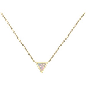 Clotth Triangular Opal Stainless Steel Pendant Necklace - Minimalist Adjustable Silver-Tone Chain for Women, Daily Office and Travel Wear - 1 of 4