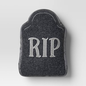 13"x9" 'RIP' Tombstone Novelty Shaped Throw Pillow Black - Hyde and EEK! Boutique™ - 1 of 4