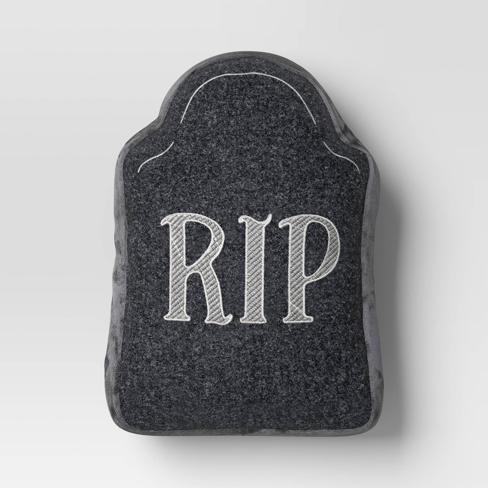 13"x9" 'RIP' Tombstone Novelty Shaped Throw Pillow Black - Hyde and EEK! Boutique™