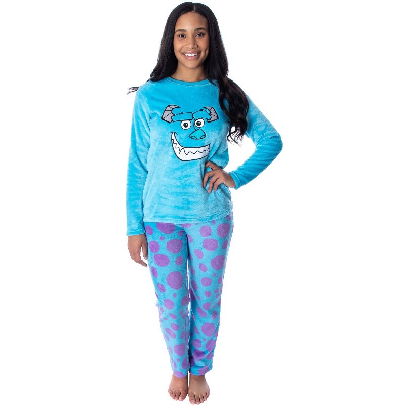 Disney Women's Monsters Inc. Sulley Character Plush Fleece 2 Piece Pajama Set Sulley, 1 of 5