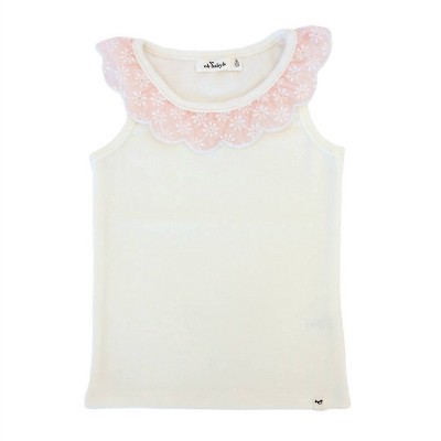 Girl Baby's Embroidered Daisies Collar Rib Tank - oh baby!