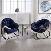 Modern Papasan Rocking Chair, Outdoor Rocker Recliner Chair with Metal Frame and Soft Tufted Cushion for Garden, Living Room – ModernLuxe - 2 of 4