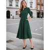 INSPIRE CHIC Women's Elegant Split Neck Side Zipper Pockets 3/4 Sleeve Work A-Line Dress - 2 of 4