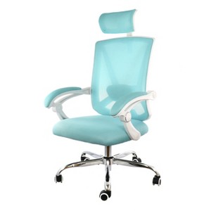 Elama Full Back Mesh Adjustable Office Chair with Headrest in Blue with White Frame - 1 of 4