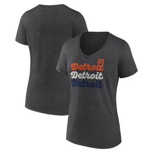 MLB Detroit Tigers Women's Gray Short Sleeve V-Neck T-Shirt - 1 of 3