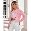 Women's Button Down Stretch Fitted Long Sleeve Cropped Denim Jacket Soft Denim Jean Jacket with Pockets Nashville Outfits - 4 of 4