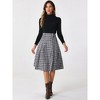 INSPIRE CHIC Women's Vintage Plaid High Waist Pleated A-Line Midi Skirt - 4 of 4
