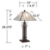 Franklin Iron Works Mission Table Lamp 26 1/2" High Wrought Iron Bronze with Dimmer Tiffany Stained Glass for Bedroom Living Room Bedside Nightstand - 4 of 4