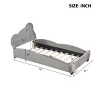 Twin Size Velvet Platform Bed With Bear-Shaped Headboard, Beds Platform With Bed-End Storage Pocket, Twin Bed Modern-Cuddlewood - 4 of 4