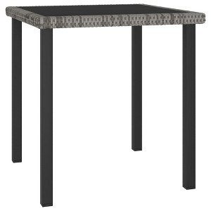 vidaXL Outdoor Dining Table Garden Porch Patio Table with Glass Top PE Rattan - 1 of 4