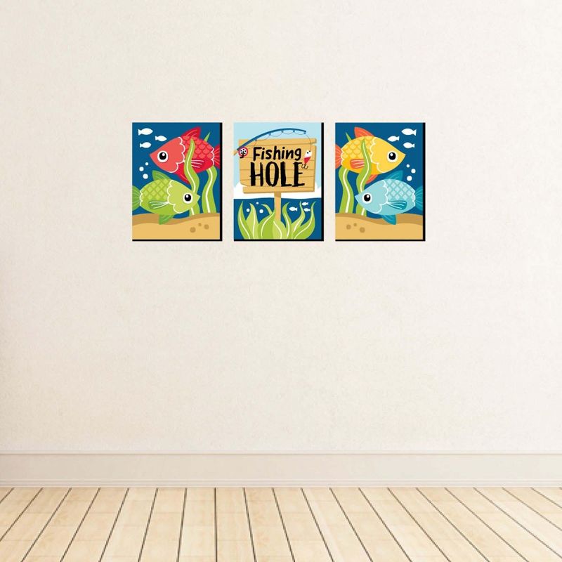 Big Dot of Happiness Let's Go Fishing - Fish Themed Nursery Wall Art and Kids Room Decor - 7.5 x 10 inches - Set of 3 Prints, 3 of 8