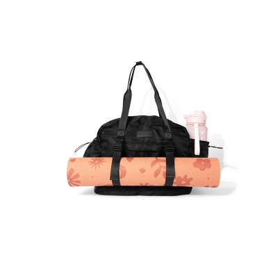 Black Polyester Yoga Gym Bag with Multiple Pockets