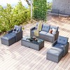 Outdoor 6-Piece Wicker Seating Set, All-Weather PE Rattan Seating Set with Coffee Table and Ottomans, Seating Chair with Cushions–Cuddlewood - 2 of 4