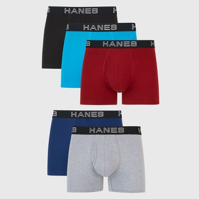 Hanes Premium Men's Mid-rise Stretch Trunks 5pk - Blue/black/gray S