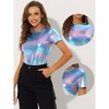 INSPIRE CHIC Women's Clubwear Short Sleeve Shiny Metallic Blouse - 2 of 4