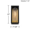 John Timberland Wyatt 17" High Modern Outdoor Wall Light Fixture Mount Porch House Weatherproof Matte Black Brushed Brass Finish Clear Glass Shade - 4 of 4