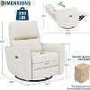 Acekool Power Swivel Glider Recliner Chair, PU Upholstered Rocker with Lumbar Support, USB Port, for Living Room, Bedroom, Nursery, Beige - 2 of 4