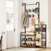 Hall Tree Shoe Bench, Industrial Entryway Bench w/ 8 Hooks, 5-in-1 Hall Tree w/ Drawer, Coat Rack, Retro Brown. - 4 of 4