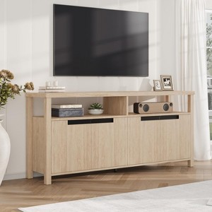 63 Inch Farmhouse TV Stand for TVs up to 70 Inch, Rustic Entertainment Center with 4 Door and Open Shelf, for Living Room, Bedroom - 1 of 4