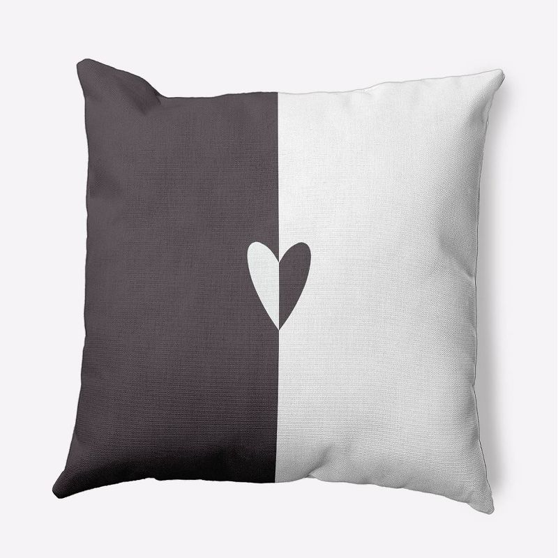 16&#34;x16&#34; Valentine&#39;s Day Modern Heart Square Throw Pillow Dark Gray - e by design, 1 of 7