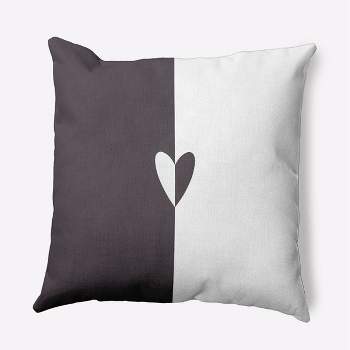 16"x16" Valentine's Day Modern Heart Square Throw Pillow Dark Gray - e by design