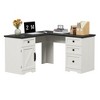 L-Shaped Executive Desk (60") – Farmhouse Office Corner Desk with File Drawers & Adjustable Storage Cabinet, Ideal for Home Office or Study - 2 of 4