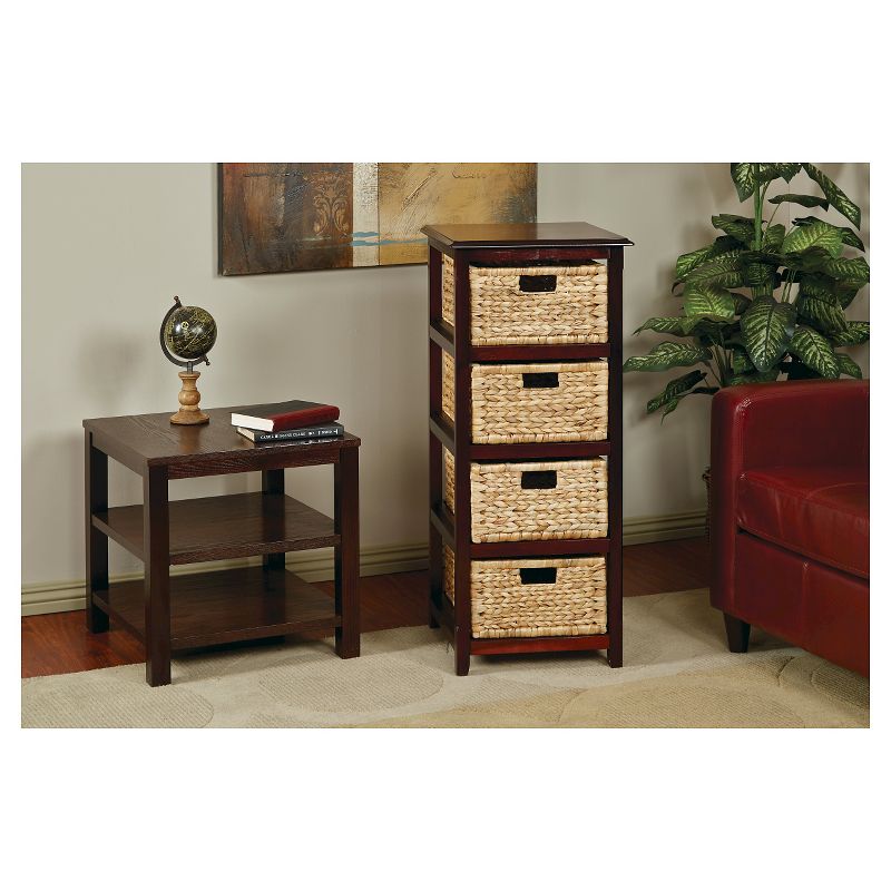 Seabrook FourTier Storage Unit with Espresso and Natural Baskets - OSP Home Furnishings, 6 of 8