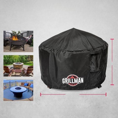 Heavy Duty Black Round Fire Pit Cover, 32x16 Inch, PVC-Coated