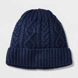 Men's Cable Lined Beanie - Goodfellow & Co™ Navy Blue