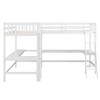 PAGED Twin Size Loft Bed L-Shaped Wooden Bed Frame with 2 Desks, Inclined Ladder and Guardrail for Bedroom - 3 of 4