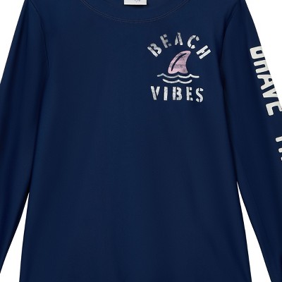 OshKosh B'gosh Little Boys' 2-Piece Long Sleeve Rashguard & Swim Trunks Set, Navy/Sharks, 7 — фото 2