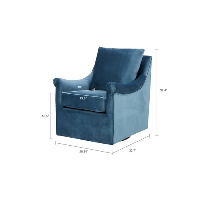 Blue Velvet Swivel Accent Chair with Wood Frame