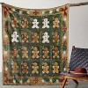 Vintage Christmas Gingerbread Man Flannel Throw Blanket, Cozy Soft Warm Digital Print Holiday Bedspread for Sofa, Bed, Car, Office Travel. - 2 of 4