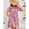 Plus Size Women's Round Neck Shirred Dress Flowy Midi Dress with Pockets, All-Over Floral Print - 2 of 4