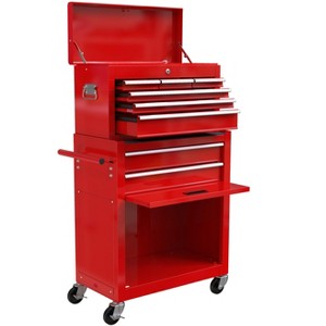 Vynxaria Utility Storage Cabinets - High Capacity 8-Drawer Rolling Tool Chest, 24.2"W x 42.8"H x 13"D, Red - 1 of 4