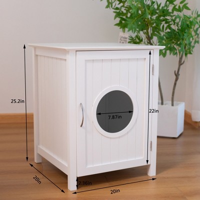 Bencmate Litter Box Shell,Hidden Litter Box Furniture Cabinet,Indoor Cat Room Toilet,Pet Box,White, (20"*20"*25.2")