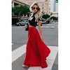 Women's High Waist Skirt, Flowy Chiffon Pleated Maxi Skirt Red - 4 of 4