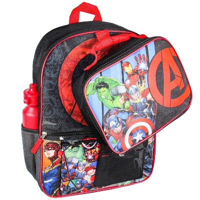 Marvel Avengers Red and Black Polyester Backpack Lunch Tote Set