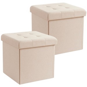 Ornavo Home 2 Pack - 15" Collapsible Square Cube Storage Ottoman, Perfect for Dorms, Livingroom and Bedroom - 1 of 4