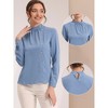 Allegra K Women's Elegant Stand Collar Long Sleeve Button Decor Office Blouse - 2 of 4