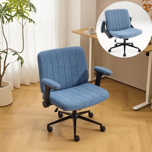 VINGLI Criss Cross Chair with Adjustable Flip-Up Arms,Cross Legged Chair with Wheels,Extra Wide Office Chair,Desk Chair,Starry Chenille - 1 of 4