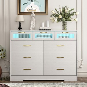Hommoo White 9 Drawer Dresser with LED Light - 1 of 4