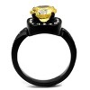 Slickblue Women's Cubic Zirconia Halo Engagement Ring, Topaz Center Stone, Black Stainless Steel, Sizes 5-10 - 3 of 4