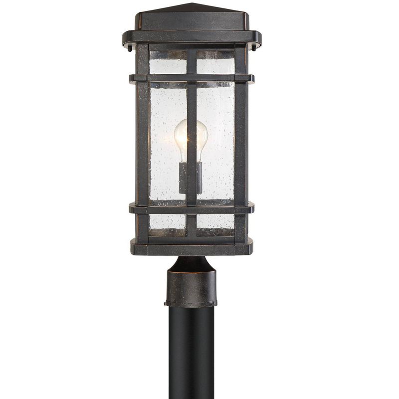John Timberland Mission Outdoor Post Light Fixture Oil Rubbed Bronze 19 1/4" Clear Seedy Glass for Exterior Garden Yard Walkway, 4 of 6