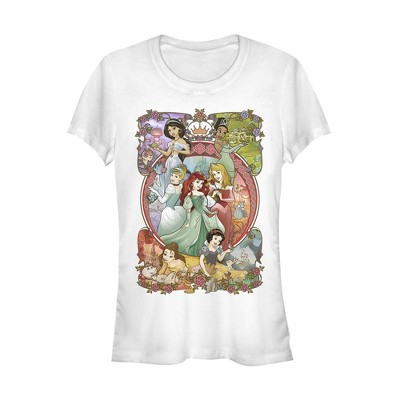 Junior's Disney Princesses Vintage Collage T-Shirt