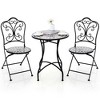 Costway 3pcs Patio Bistro Set Mosaic Pattern Heavy-Duty Metal Dining Folding Outdoor - 4 of 4