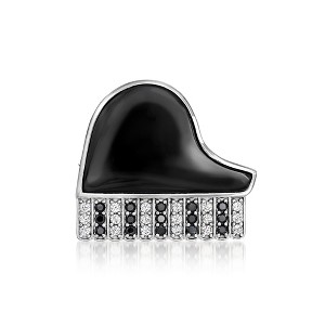 Ross-Simons Onyx, .40 ct. t.w. White Zircon and .30 ct. t.w. Black Spinel Piano Pin/Pendant in Sterling Silver Size 0.88 - 1 of 4